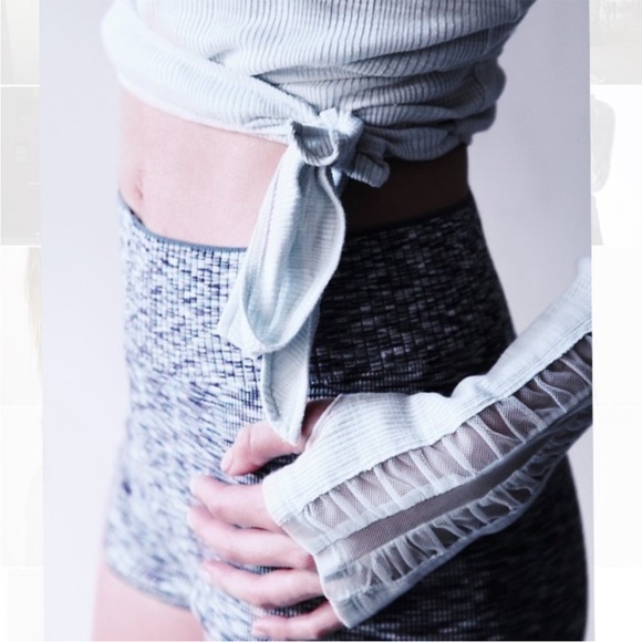 NWT Free People Nevermind Crop Wrap Top thumb holes mesh ballet We the Free - Picture 9 of 13